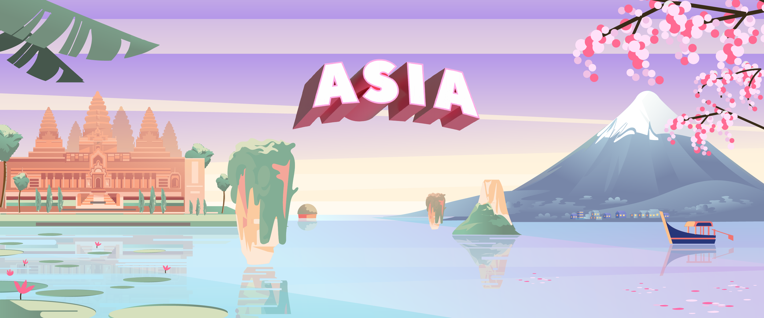 G Adventures Asia postcard illustration