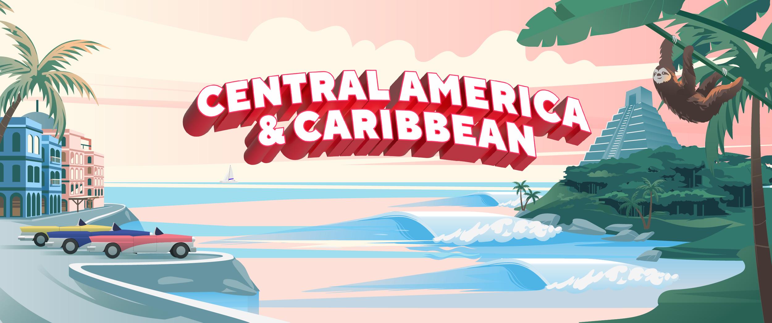G Adventures Caribbean postcard illustration