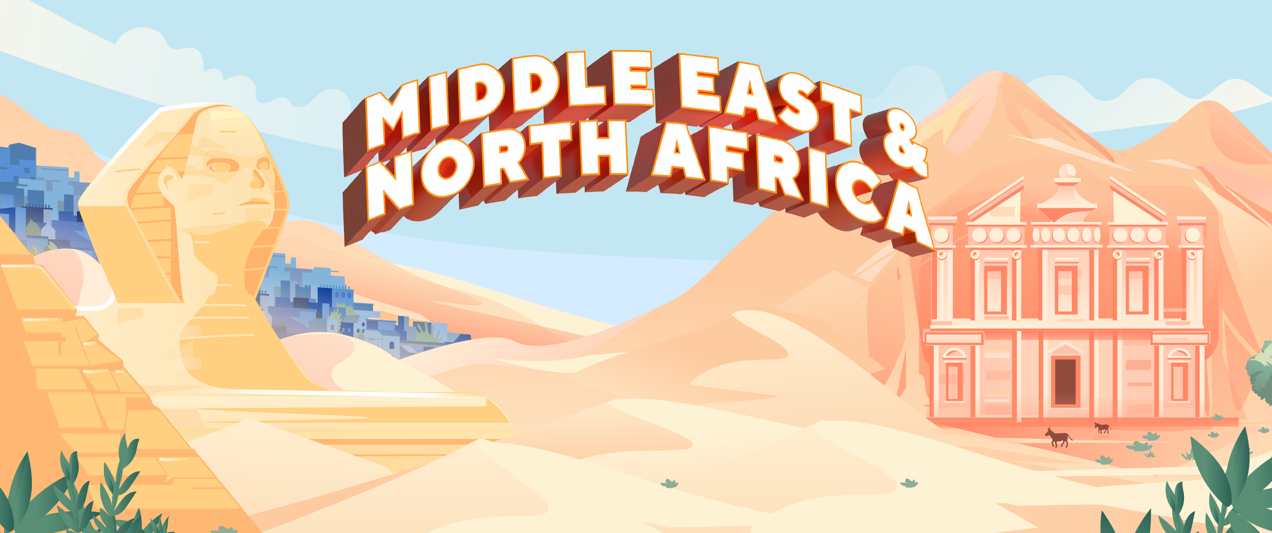 G Adventures Middle East postcard illustration