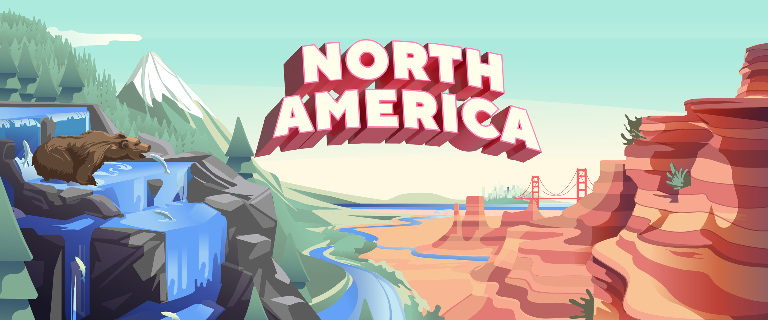 G Adventures North America postcard illustration