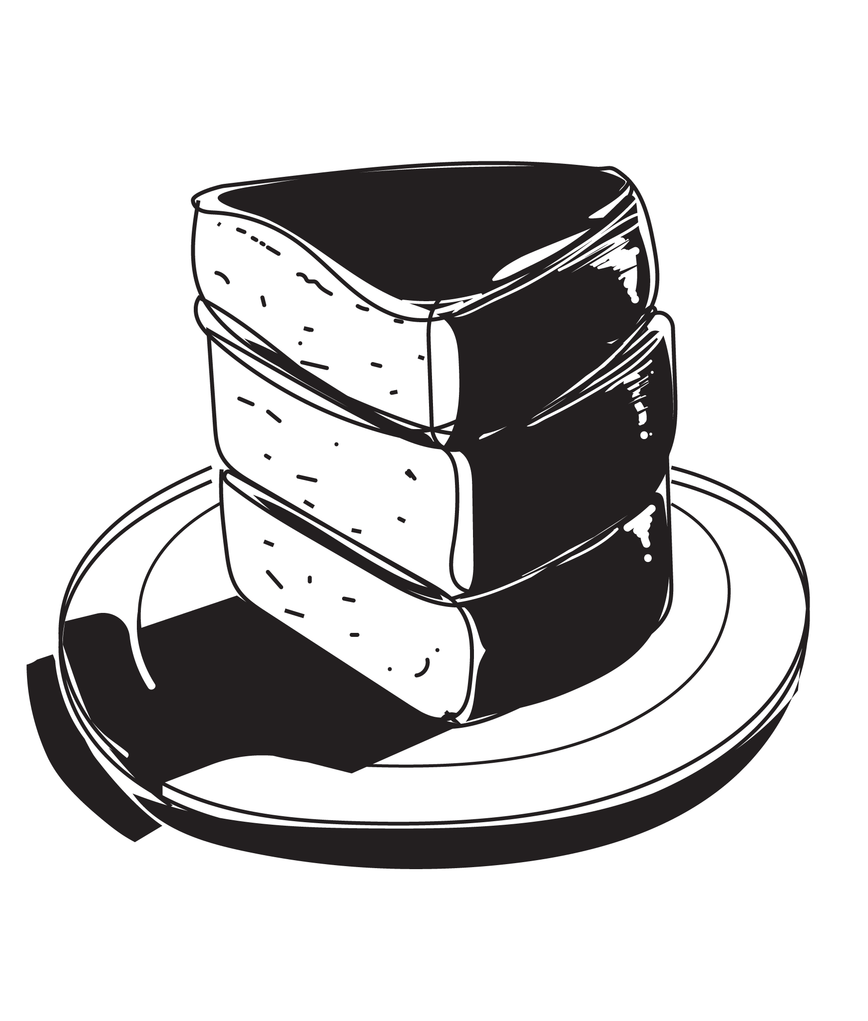 Hand-drawn illustration of a slice of cake