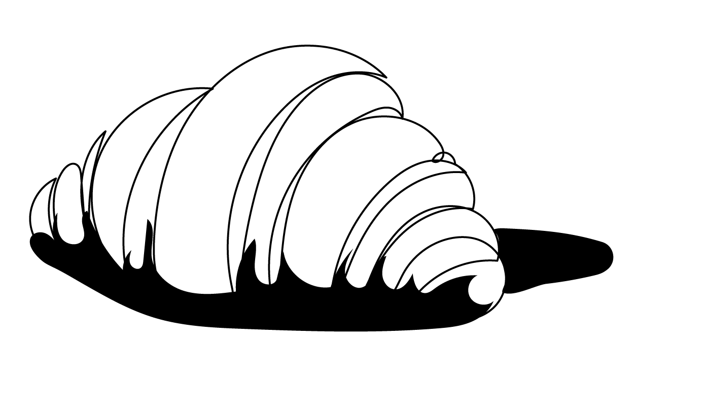 Hand-drawn illustration of a croissant