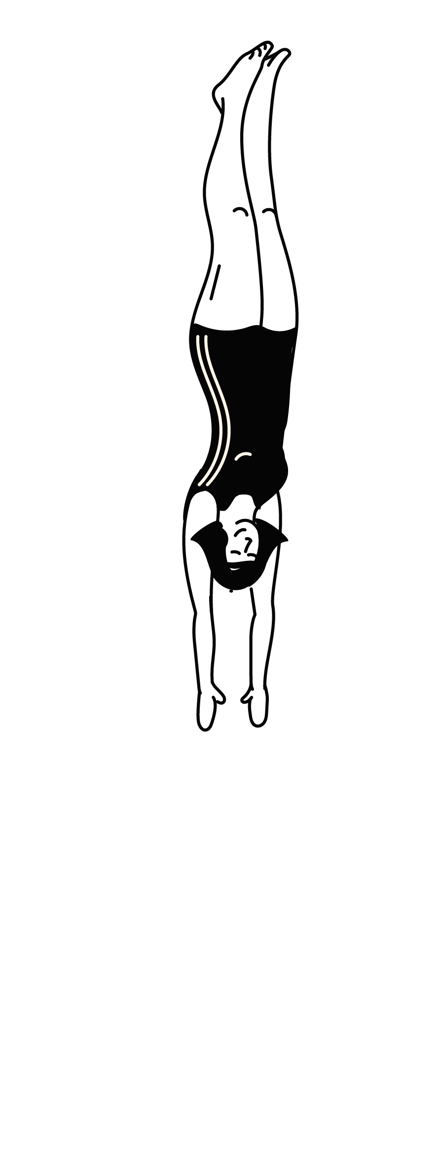 Hand-drawn illustration of a diver