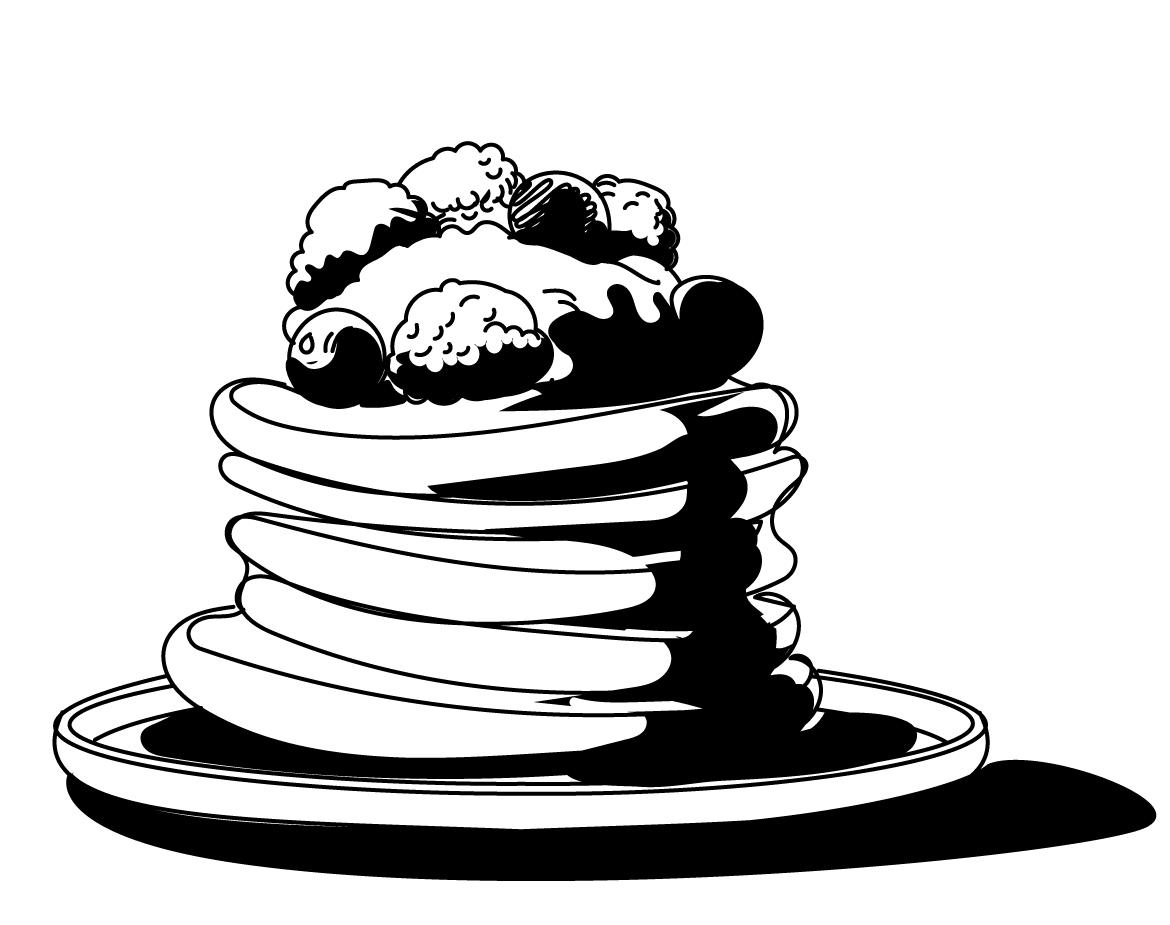 Hand-drawn illustration of a stack of pancakes