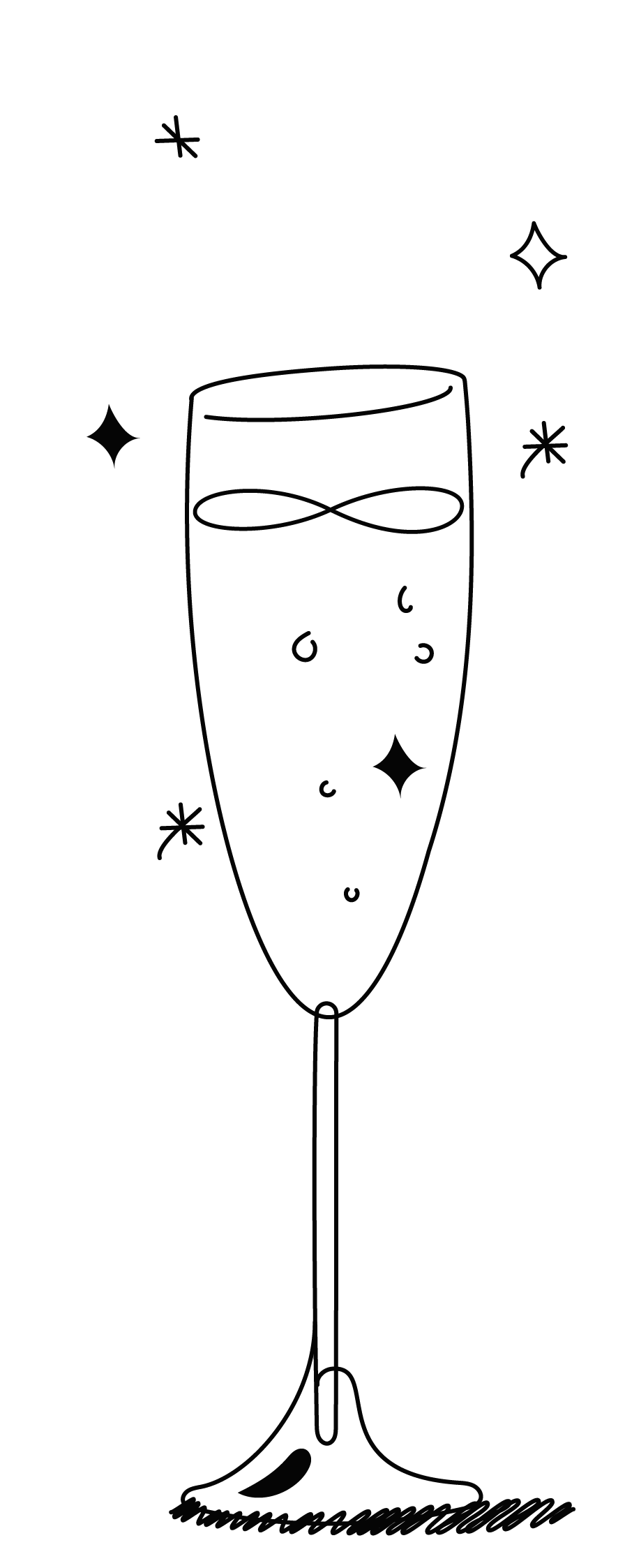 Hand-drawn illustration of a single glass