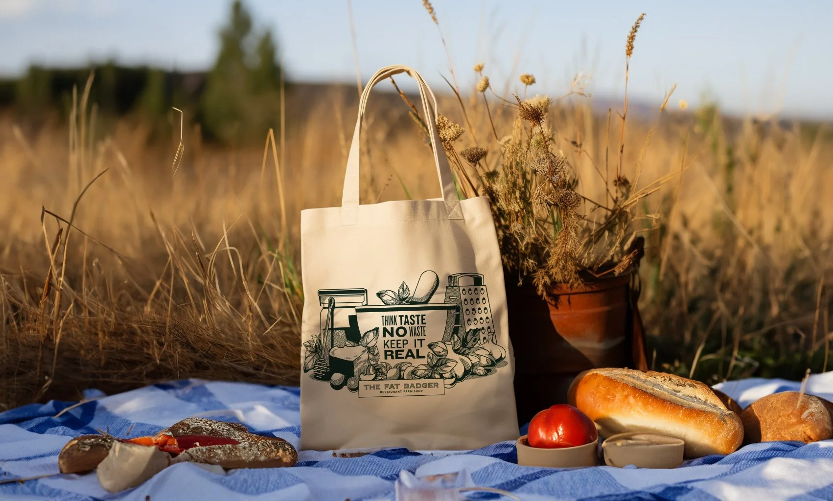 The Fat Badger tote bag, ingredients side
